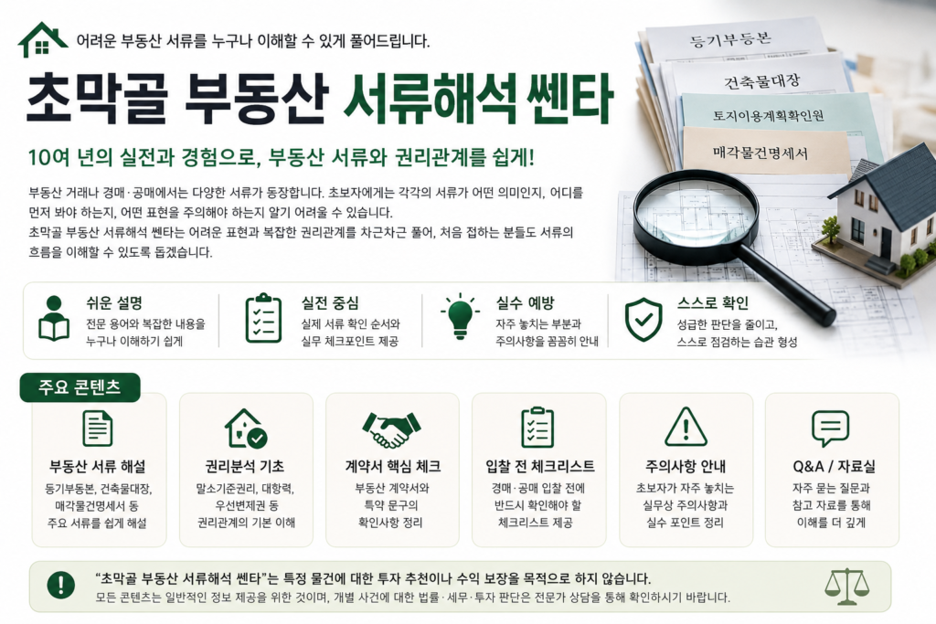 초막골 부동산 서류해석 쎈타 이미지